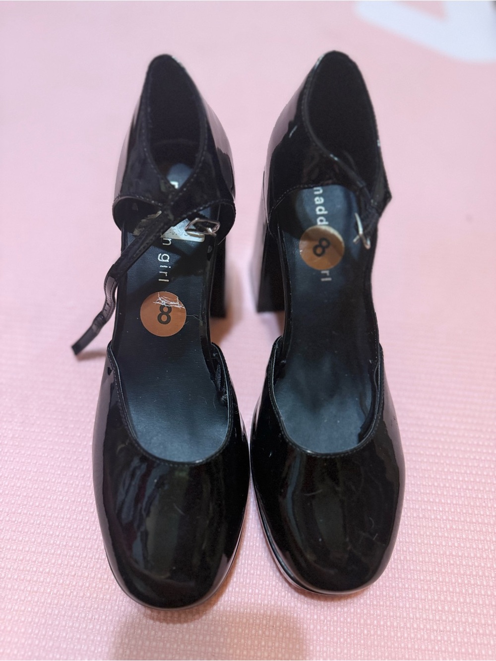 Madden Girl Black Patent Mary Jane Block Heels